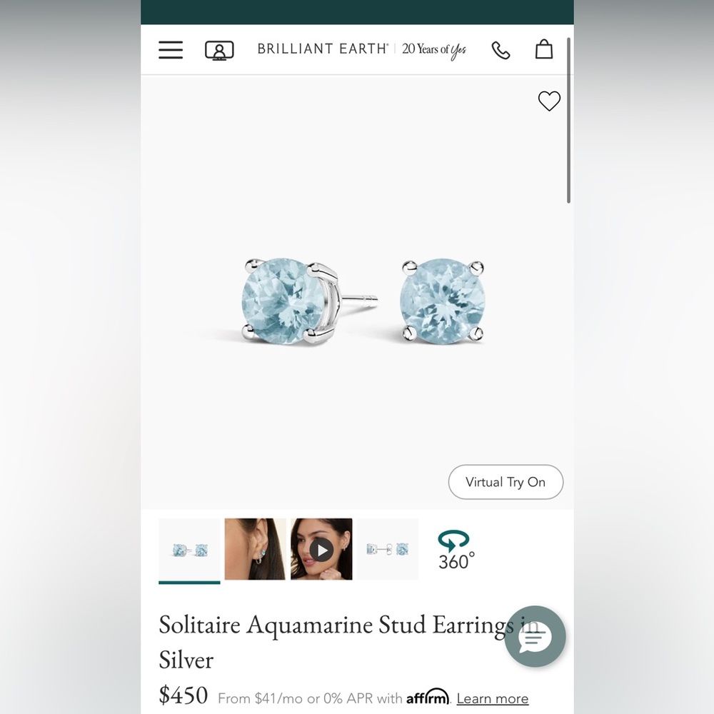 Brilliant Earth Aquamarine Stud Earrings in Silver